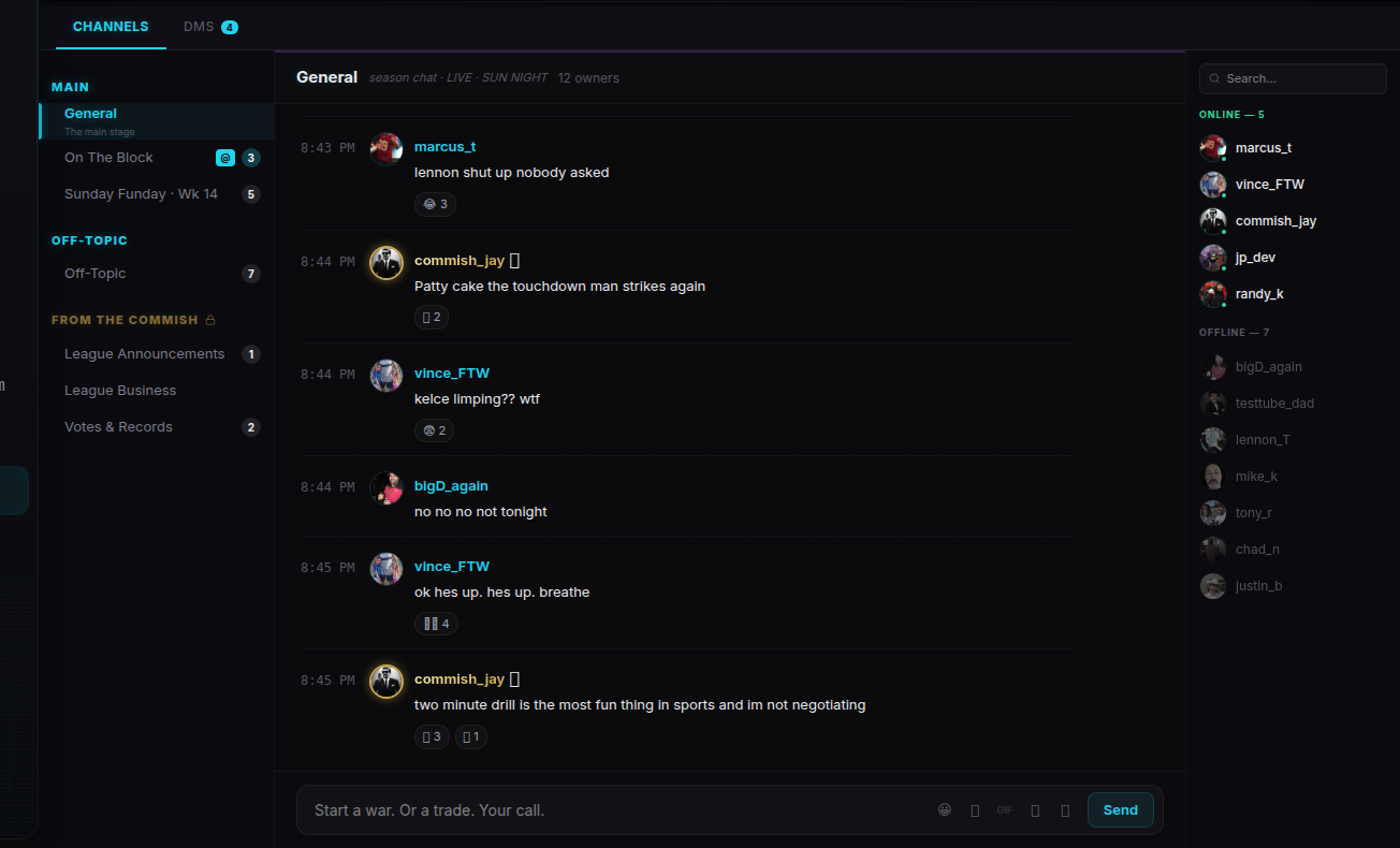 Alpha Leagues: Comms, Sunday-night live thread